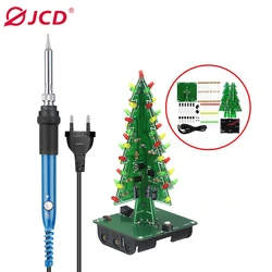 JCD 3D xmas Tree Soldering Practice Electronic Science Assembly Kit 3 Color/ NoFlashing LED PCB DIY Electronics Solder iron Kits