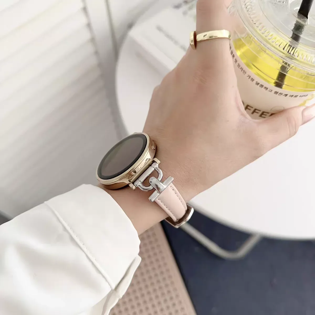 Nice Metal strap leather loop link For Samsung Galaxy Watch 7 FE 5 Pro 4 6 classic 44mm 40mm sport bracelet correa band