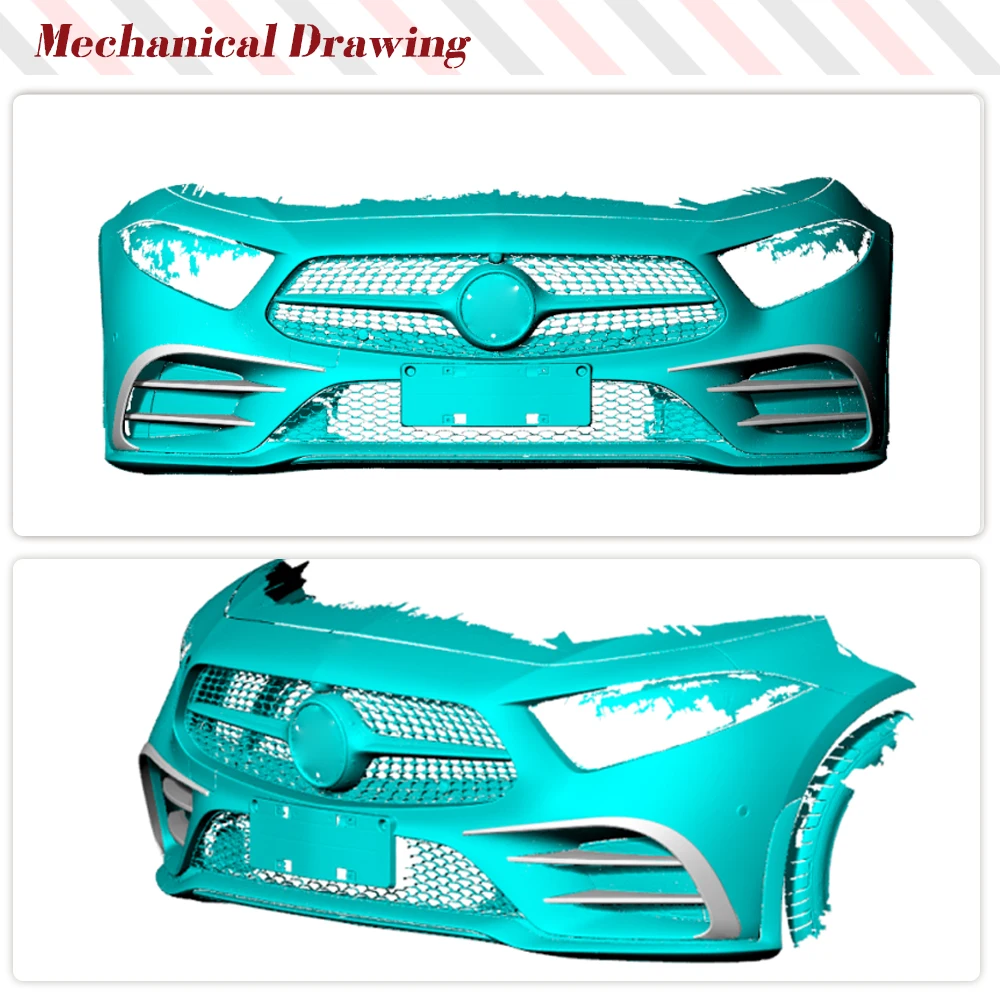 Carbon Fiber Car Front Bumper Canards For Mercedes Benz C257 CLS400 CLS550 Sedan 2018-2021 Carbon Front Bumper Splitter Fins