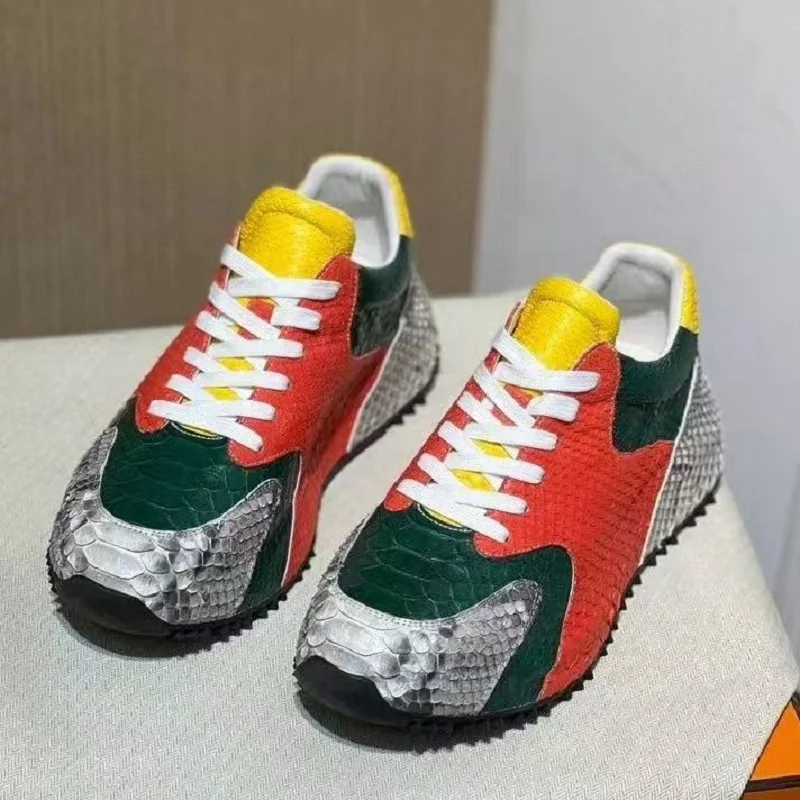 

2025 new arrival Fashion snake skin causal shoes men,male Genuine leather shoes PDD625