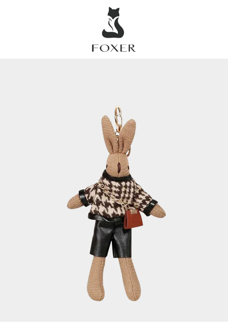 FOXER Creative Lady Rabbit Keychain Cute Metal Bag Pendant as Gift