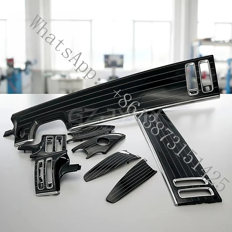 

Suitable Piano Black Carbon Fiber Interior Trim Kit Dashboard Panel and of Maybach W223 S-Class S400