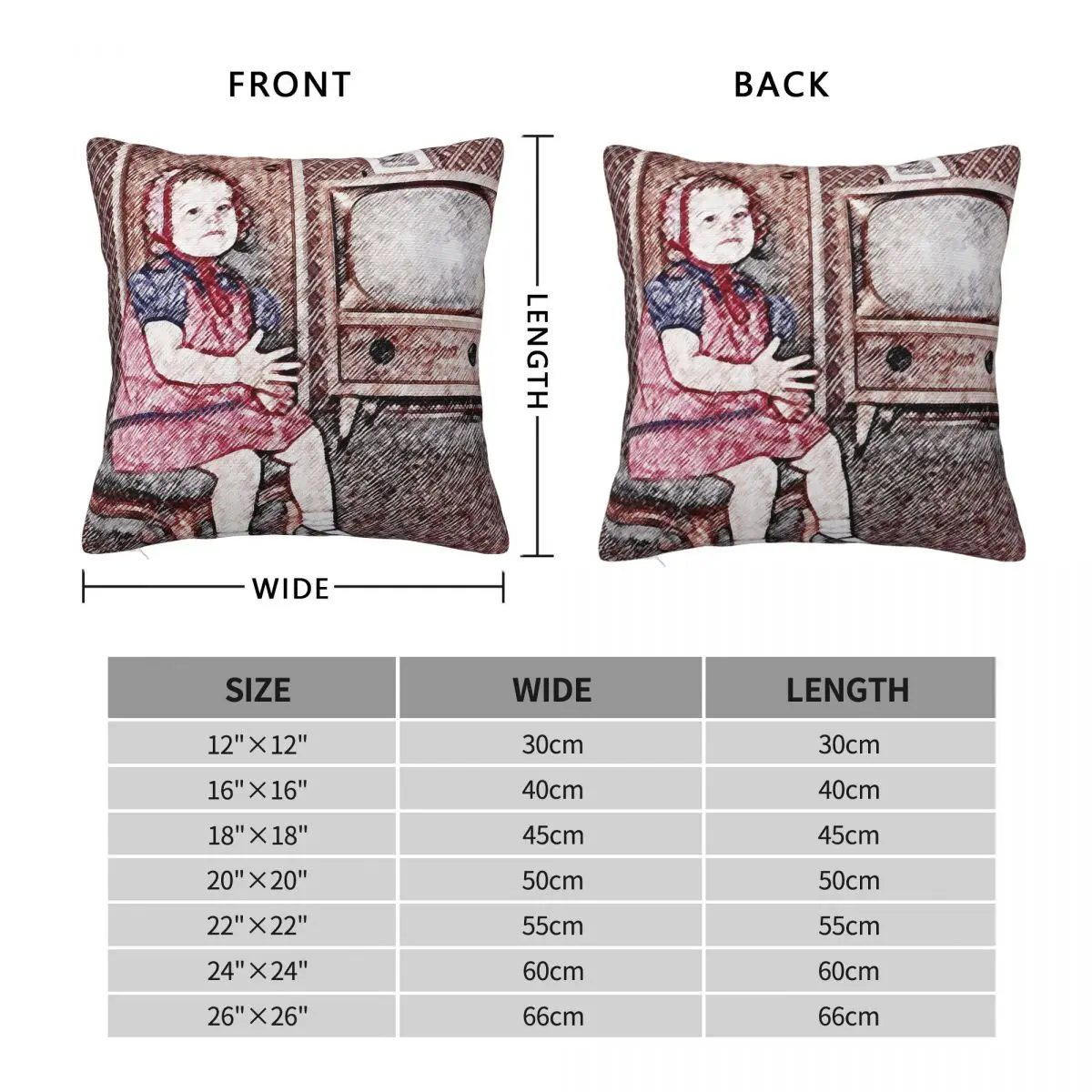 Children And Television Sets Square Pillowcase Polyester Linen Velvet Creative Zip Decor Pillow Case Sofa Seater Cushion Cover