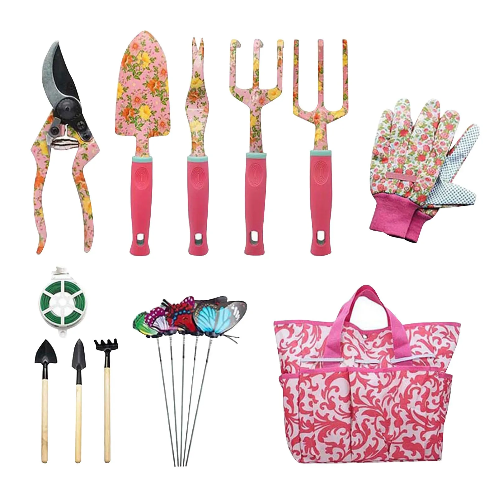 

10PCS Garden Tool Hand Trowel Stainless Steel Rust-Proof Tools With Fashion Storage Tote Perfect Bonsai Tool Gardening Gifts