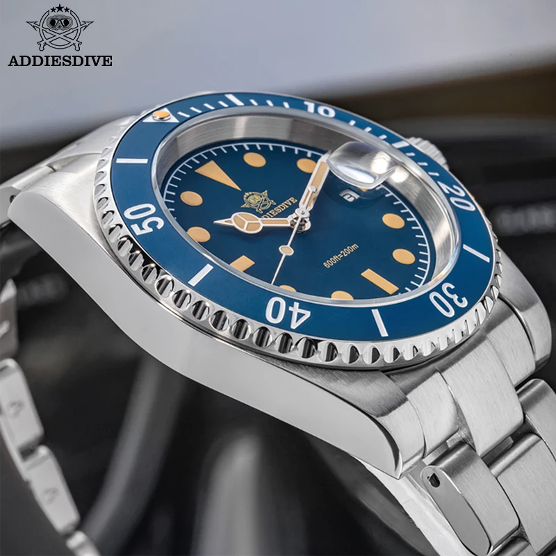 ADDIESDIVE Watch For Men New Quartz Wristwatch Ceramic Bezel Diving 200m Luminous 41mm Automatic Date Sports Diver Men's Watch