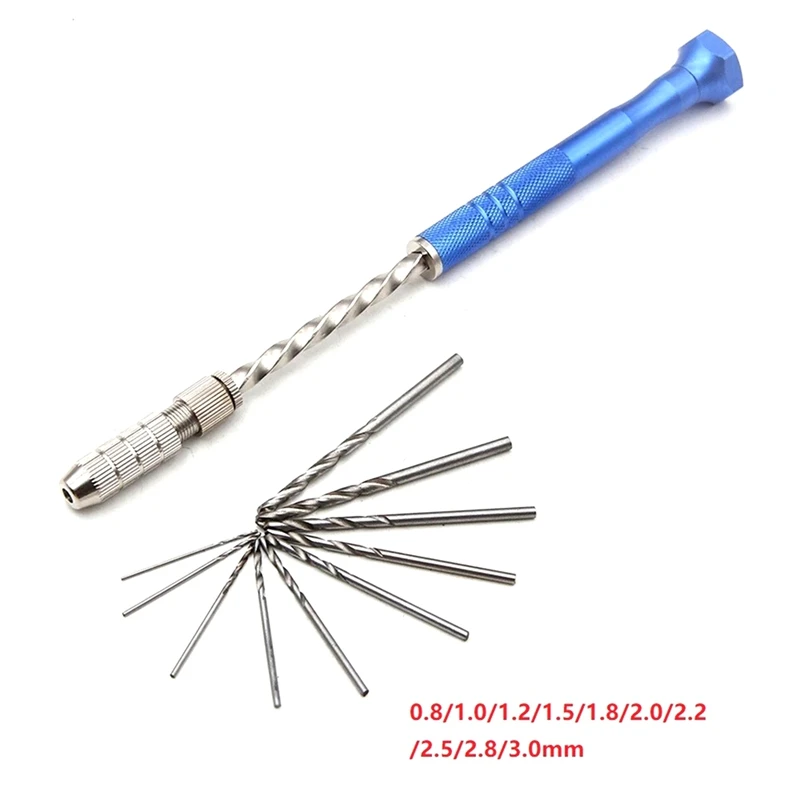 A23T Semi-Automatic Hand Twist Drill Set, 0.5-3mm, Circuit Board Drilling Tool, Amber Plastic Drill for Precision DIY