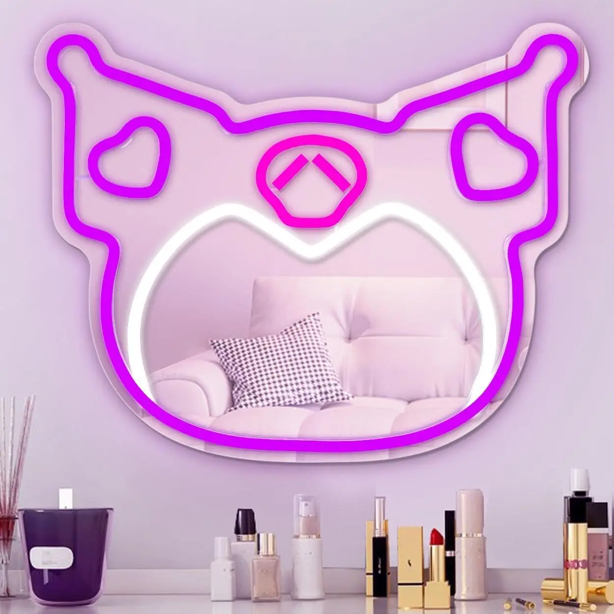 

Dimmable Anime Mirror Neon Sign – Soft Glow Neon Light Wall Decor for Bedroom, Living Room, Dresser & Locker Decor, Best Gift