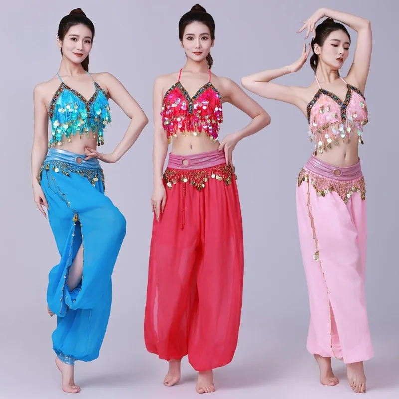 زي أداء الرقص الهندي، زي أداء المسرح، قميص رسن مع مجموعة ترتر وهامش، زي الرقص الشرقي #2