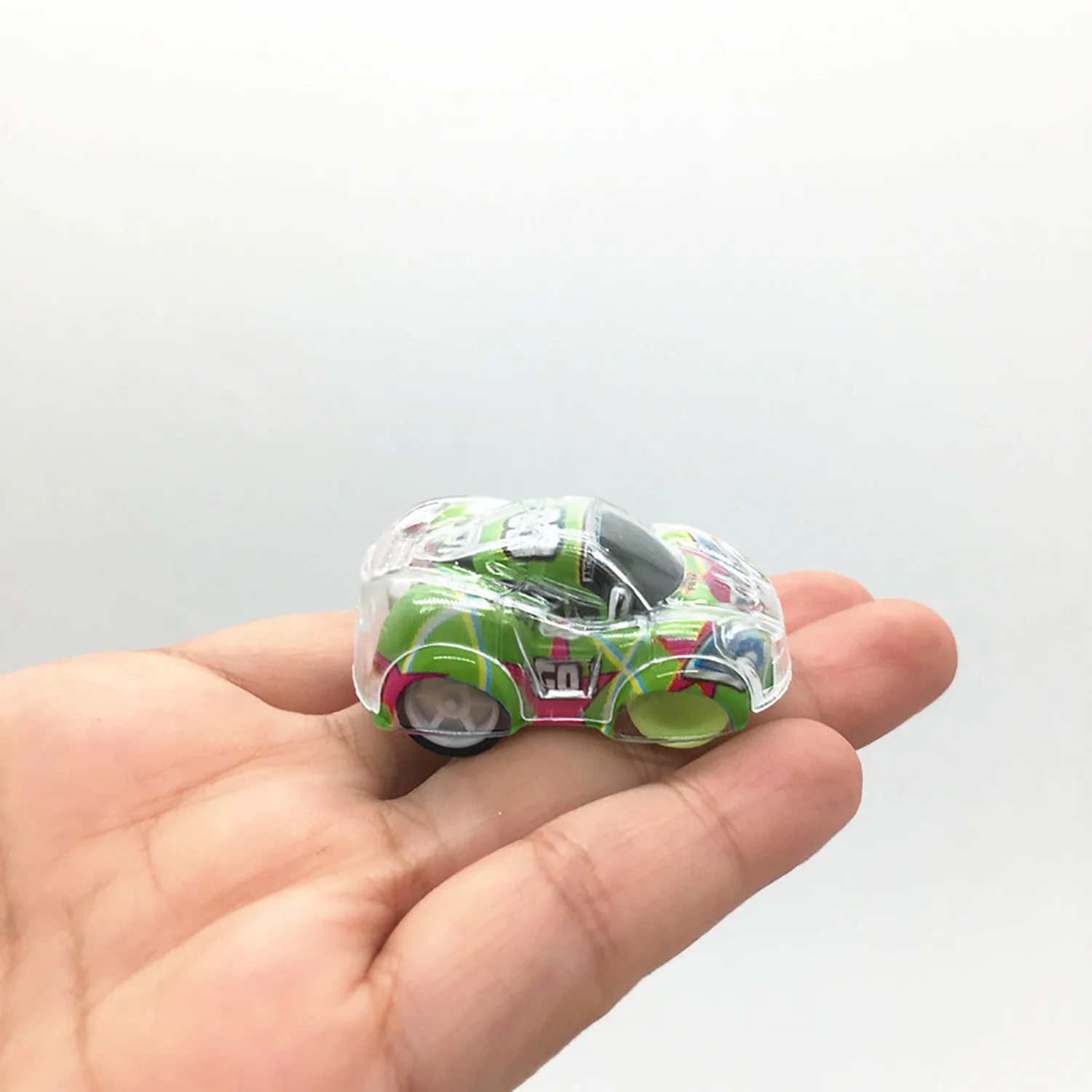 Double layer transparent car toy mini inertia push colored car transparent graffiti 10 sheets, a set of arbitrary color styles