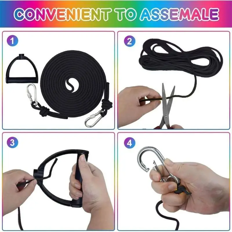 

R6FE Нейлоновый буксировочный трос Сани Тележка Тяговый трос с ручкой и пряжками карабина Веревка для водных лыж Оборудование