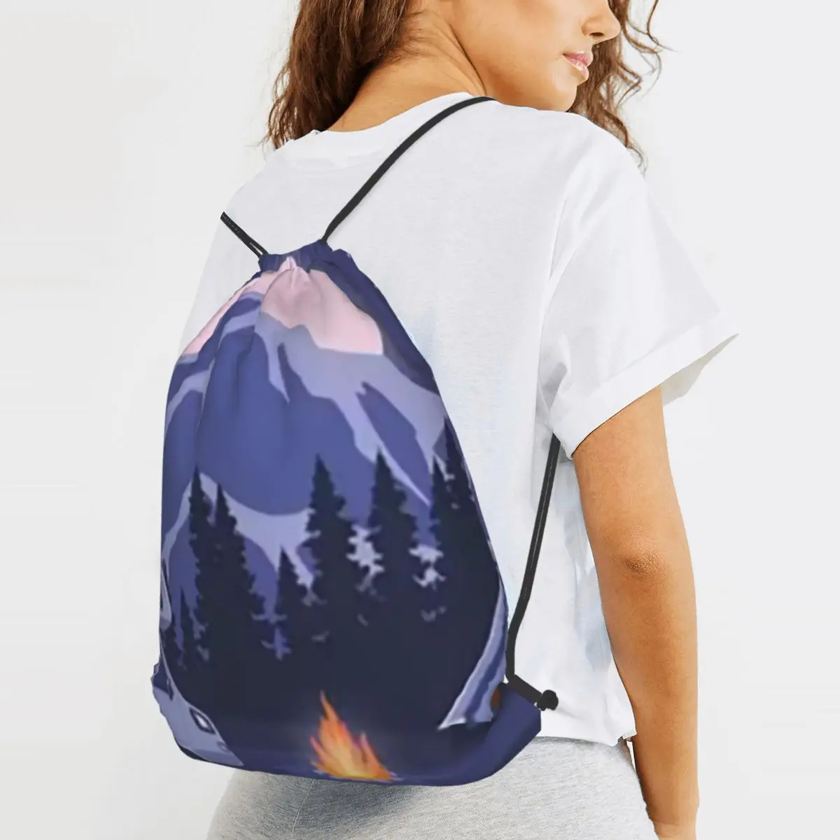 Happy Campers Backpacks Fashion Drawstring Bags Storage Bag Book Bags for Man Woman School