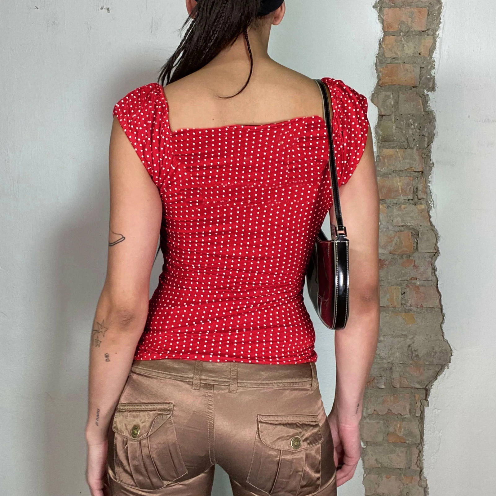 

Y2k Fairy Grunge футболки для женщин винтажные графические 2000-х годов эстетические укороченные топы с короткими рукавами и принтом в горошек милые тонкие футболки футболки