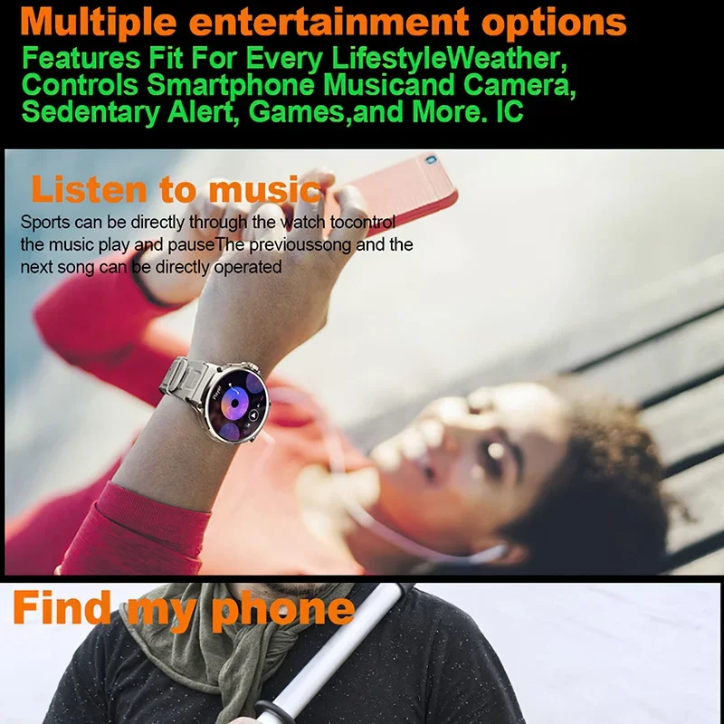 Smartwatch sportivo con batteria grande da 710 mah Smartwatch ultra HD da 1.85 pollici, traccia GPS, chiamata Bluetooth HD 400 + quadrante per Huawei Xiaomi