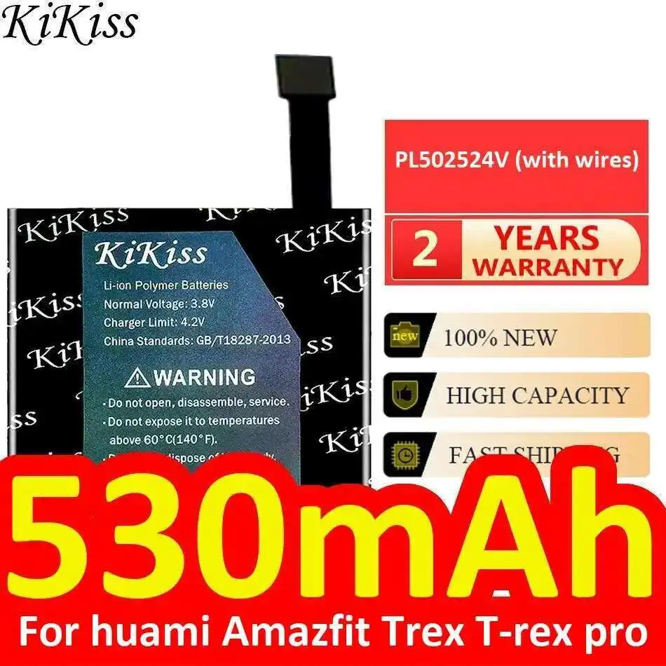 

Safe Watch Battery PL502524V With Wires High-Capacity 530Mah For Huami Amazfit Trex T-Rex Pro