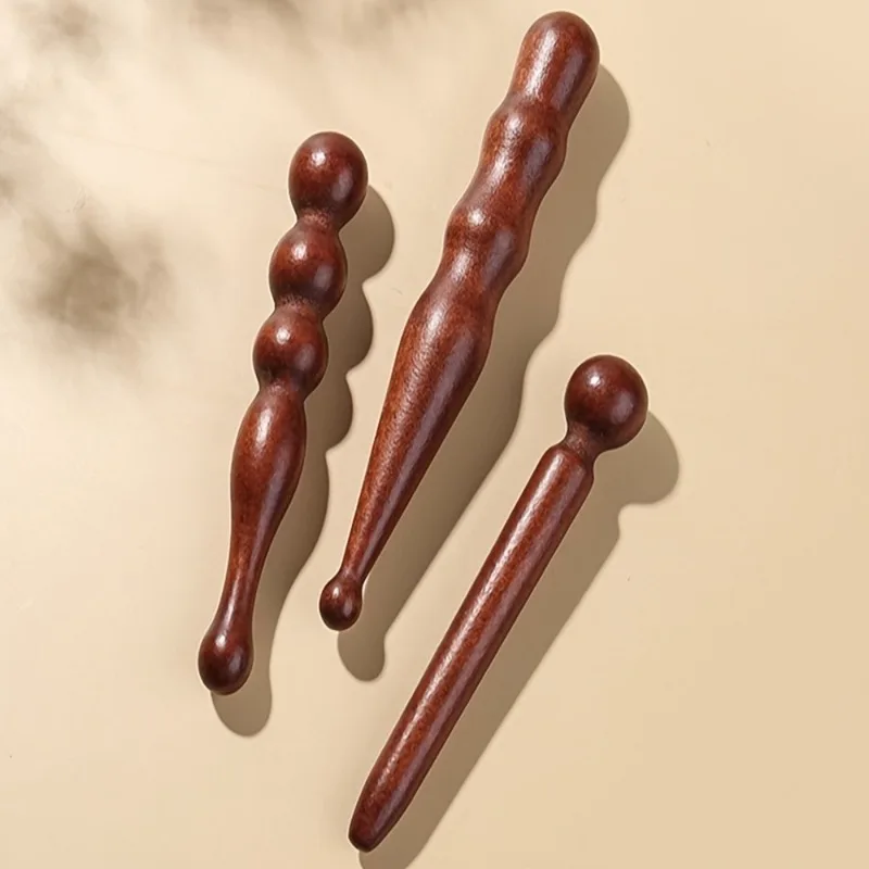 3Natural solid wood massage stick，Multipurpose Manual Wooden Acupoint Stick and Foot Massage Tool，Lightweight and convenient，Rel