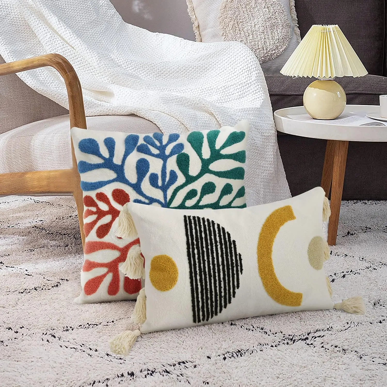 Stylish Botanical Leaf Print Cushion Cover Pillowcase Polyester Throw Pillow for Sofa Bed Boho Living Room Home Decor Accessorie