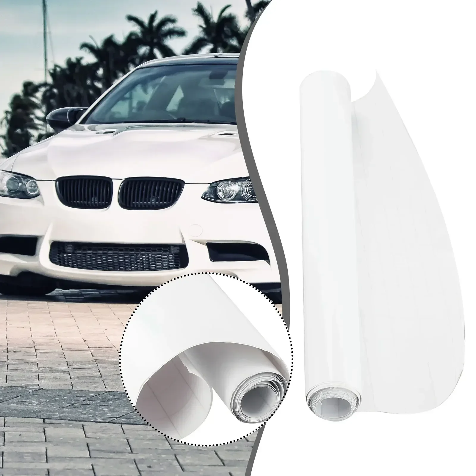 30x150CM Bright Glossy White Vinyl Car Decals Wraps Stickers White Gloss Film Wrap Foil For HOOD Roof Motorcycle Scooter Use