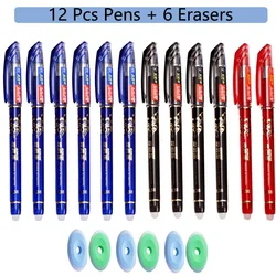 Office Kawaii Erasable Gel Pen Set Blue/Black Ink Ballpoint Refills Rods Washable Handle School Writing Supplies Stationery Pens