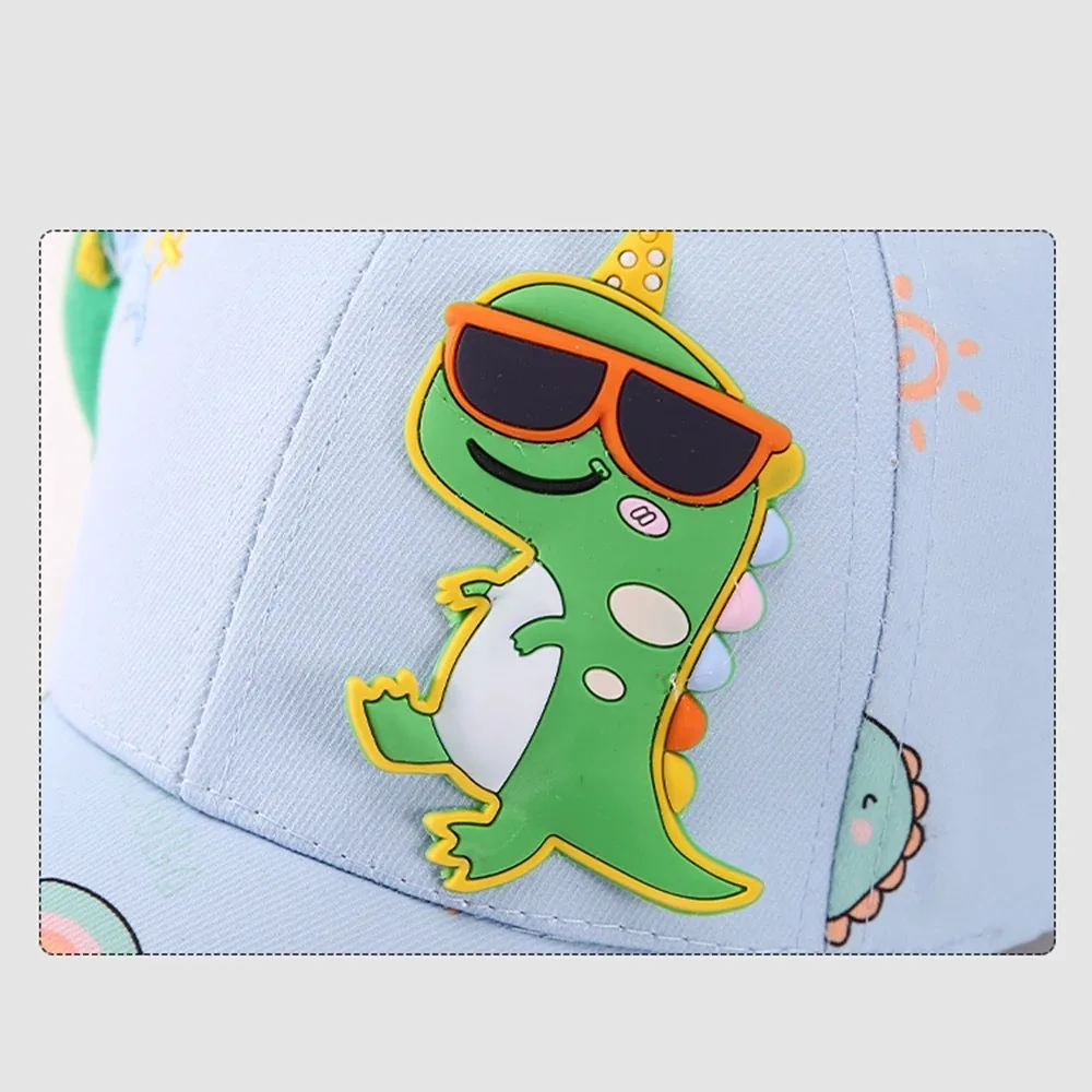 Portable Cartoon Dinosaur Children's Hats Dinosaur Label Breathable Baseball Caps Adjustable Sun Protection Sun Hats Children