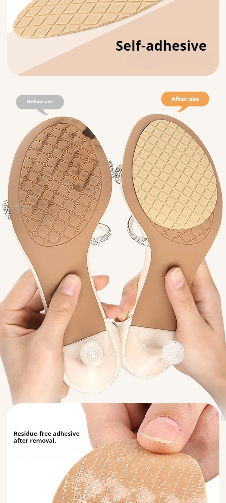 Reparaturset für Gummisohlen, rutschfest, verschleißfest, selbstklebender Sohlenschutz, geeignet für Schuhe mit hohen Absätzen und Sneaker. – Detail 6