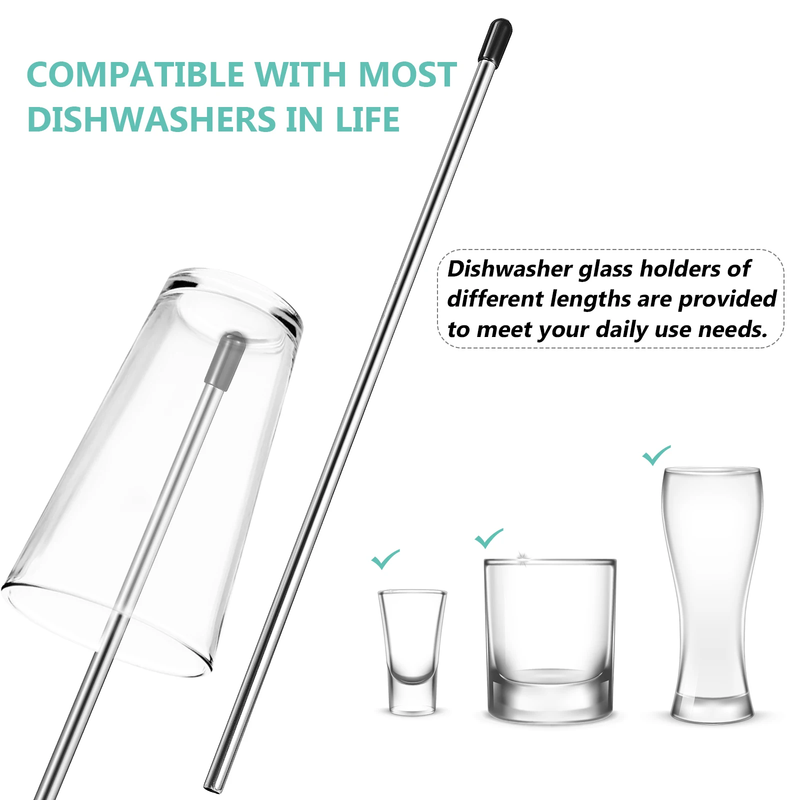 

8 pcs Bottle Drainer Dishwasher Holder Drying Rack Inserts Sticks for Soda Glass Stemware Stainless Steel Non Rust Storage