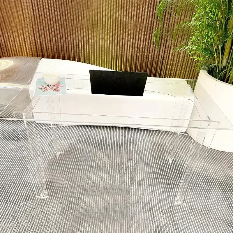 Modern Simple Study Writing Desk, Rectangular Shaped Laptop Computer Desk, Home Office Desks, Clear Desk for Party Event Bedroom