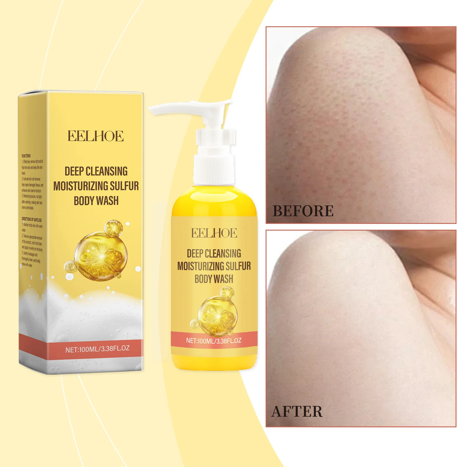 Il gel doccia detergente a base di zolfo idrata il corpo e la pelle, allevia la secchezza, è delicato e pulito e fornisce un rinfrescante