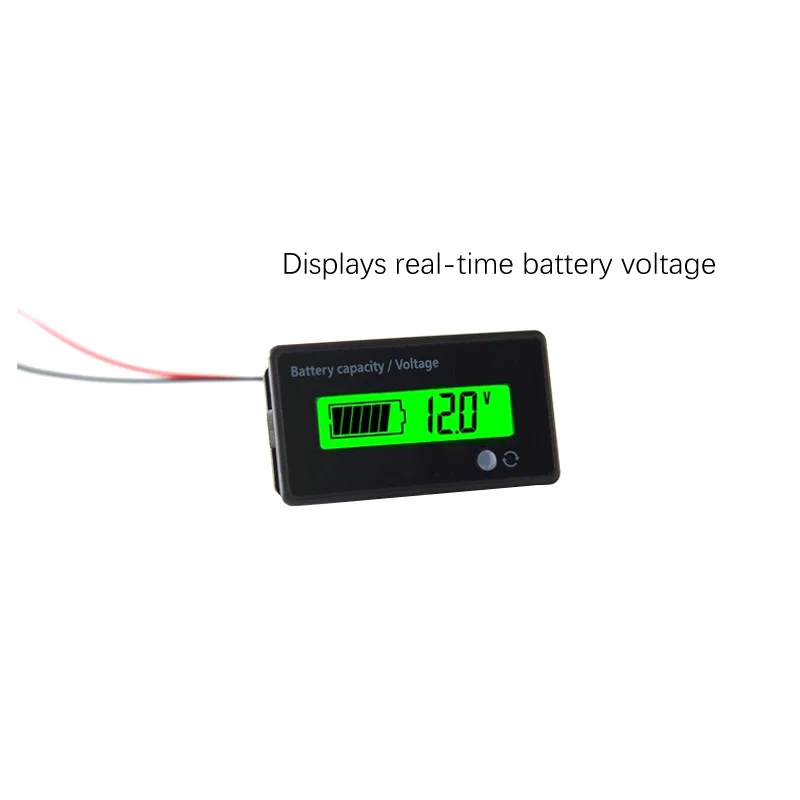 Percentage + Voltage Dual Display Lithium Battery Level Display Fuel Gauge 6-63V Green/Blue/White LCD