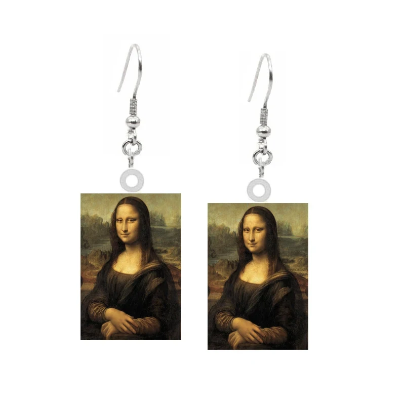 Van Gogh Acrylic Earrings Mona Lisa World Famous Art Paintings Two-sided Rectangle Drop Earrings Crafts Dangle Jewelry For Women