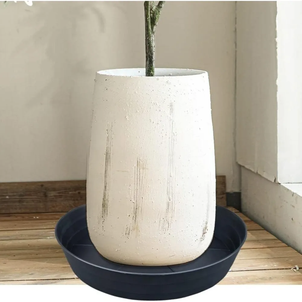 Pires grandes para plantas de 25 polegadas, bandeja preta profunda para vasos de flores, coletor de drenagem resistente sem furos