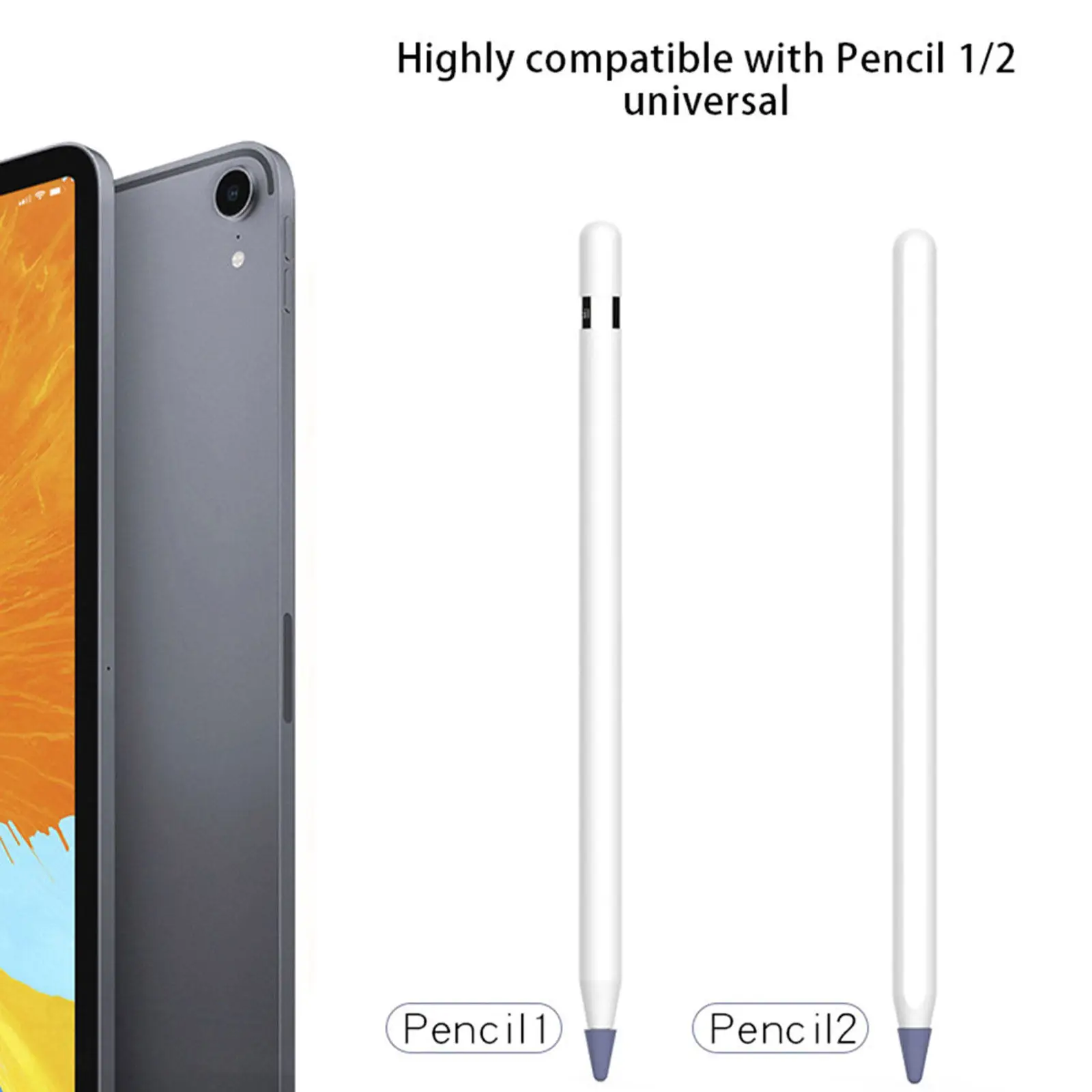8Pcs Silicone Stylus Protective Cover Nib Tip Cap Compatible with Apple Pencil 1 2 Precision Grip Noiseless Screen Touch Pen