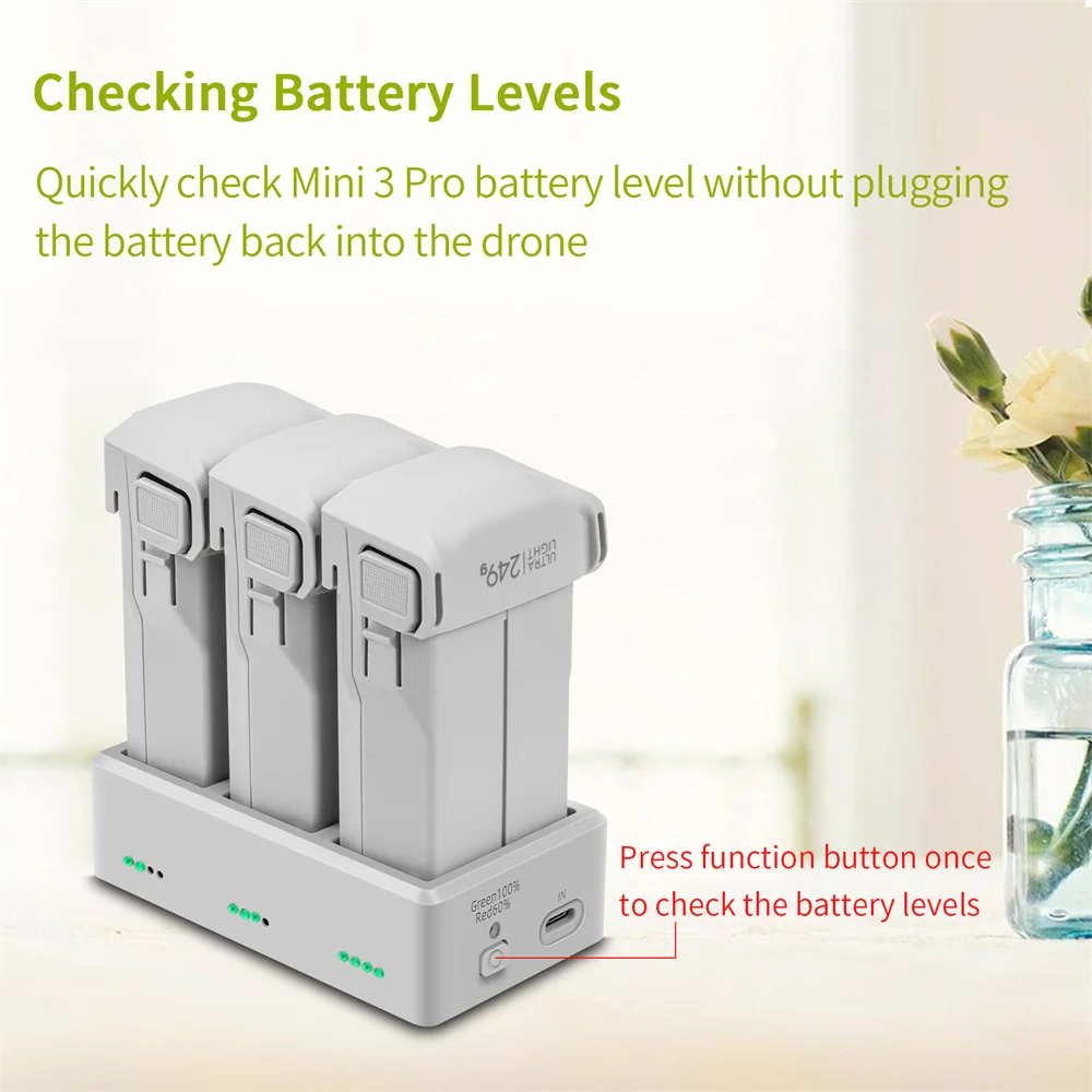 Mini 4 Pro Fast Charger Charging Accessories Drone Battery Charger Charging Hub 3-Way Battery Charging Butler For DJI Mini 3 Pro