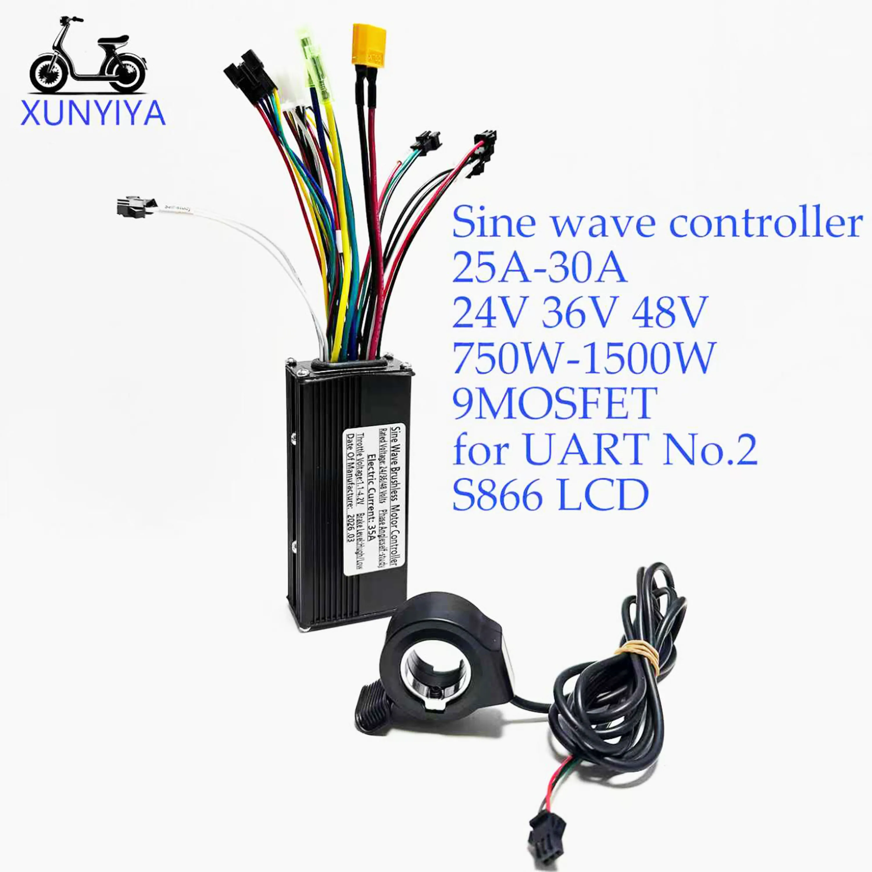 

Контроллер бесщеточного двигателя для электровелосипеда 24В/36В/48В 750Вт/1000Вт 25А-30А с курковым дросселем для электровелосипеда (UART) 2 электрических скутера
