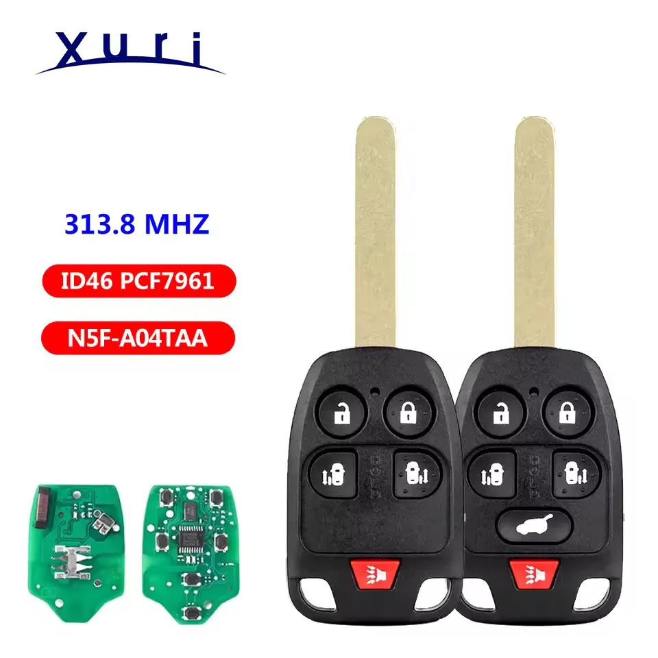 Пульт дистанционного управления Xuri с чипом ID46 PCF7961 для Honda Odyssey 2011-2014, N5F-A04TAA, 313.8 МГц, 5/6 кнопок