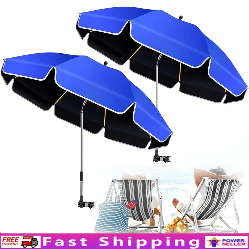 

Большой регулируемый пляжный зонт из 2 упаковок с зажимом, защита от ультрафиолета, козырек от солнца, стулья для кемпинга, активный отдых на свежем воздухе, путешествия