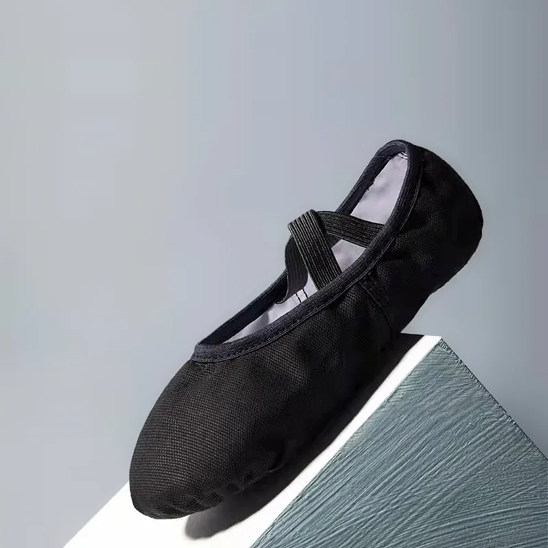 Branco preto lona sola macia profissional ballet sapatos de dança menino homem prática desempenho sapato elástico cadarços toe sapato