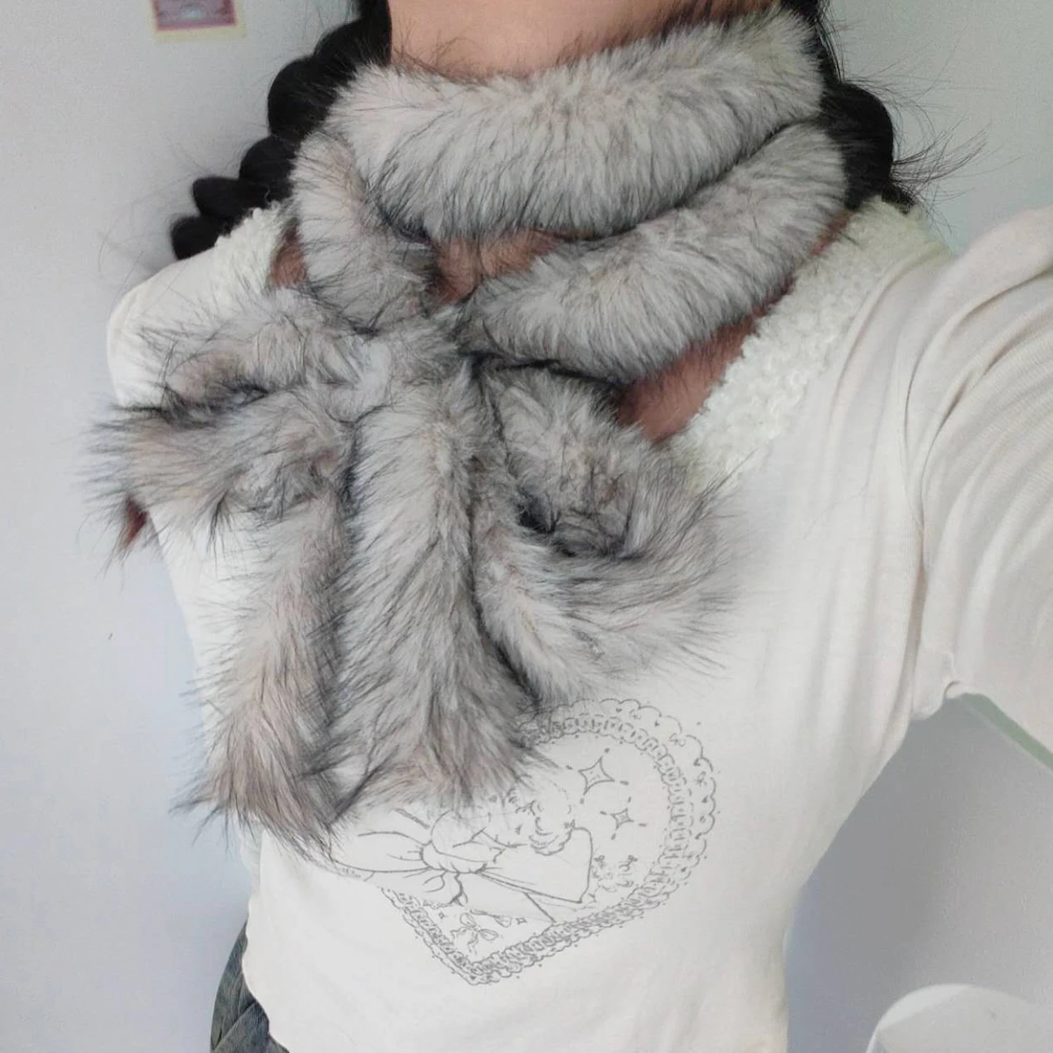 Winter Female Plush Imitation Fur Scarf Long Narrow Version Warm Windproof Neck Ins Style Senior Sense Elegant Style Scarf