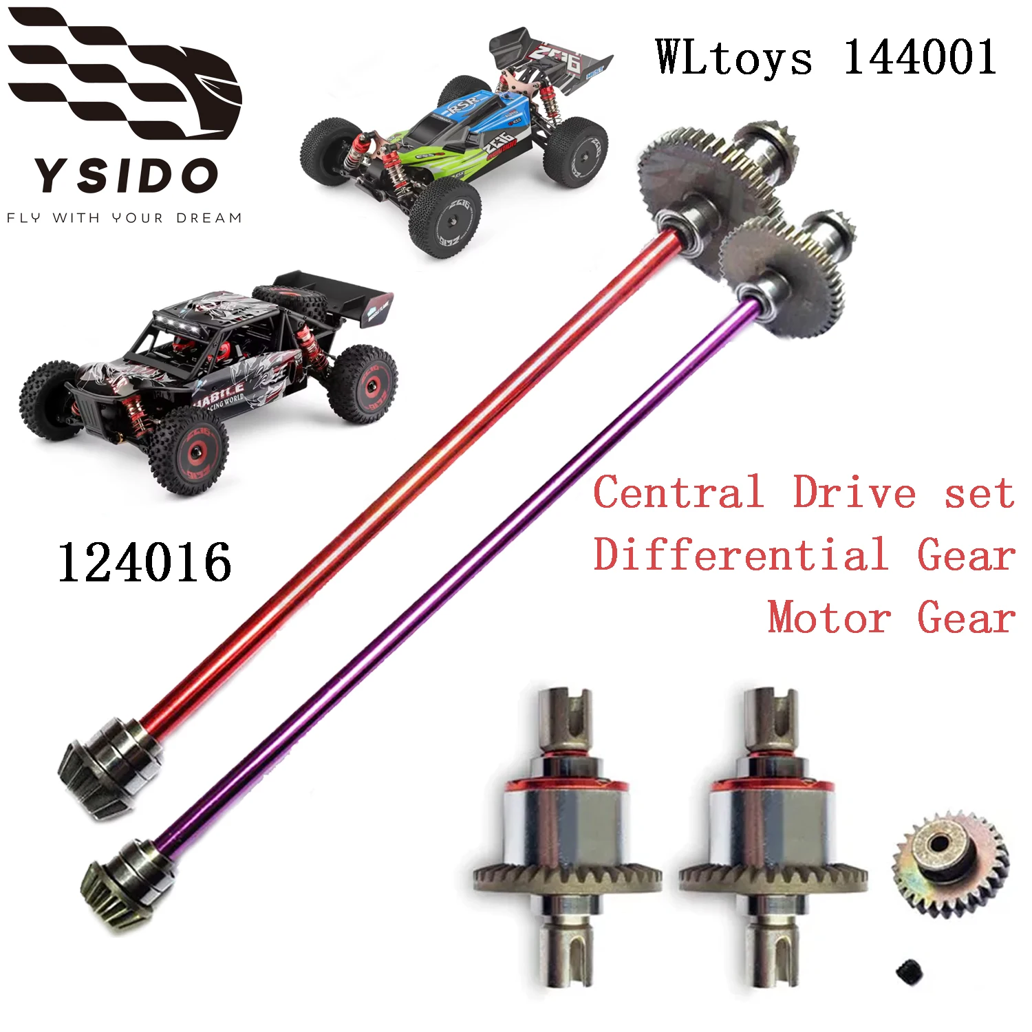 Peças de atualização de engrenagem diferencial do eixo central principal de metal Wltoys 124019 124018 124016 124017 144001   Carro RC 1/12 1/14