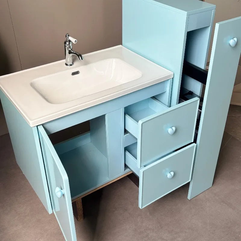 Dopamine bathroom cabinet combination blue paint hand wash basin washstand side cabinet