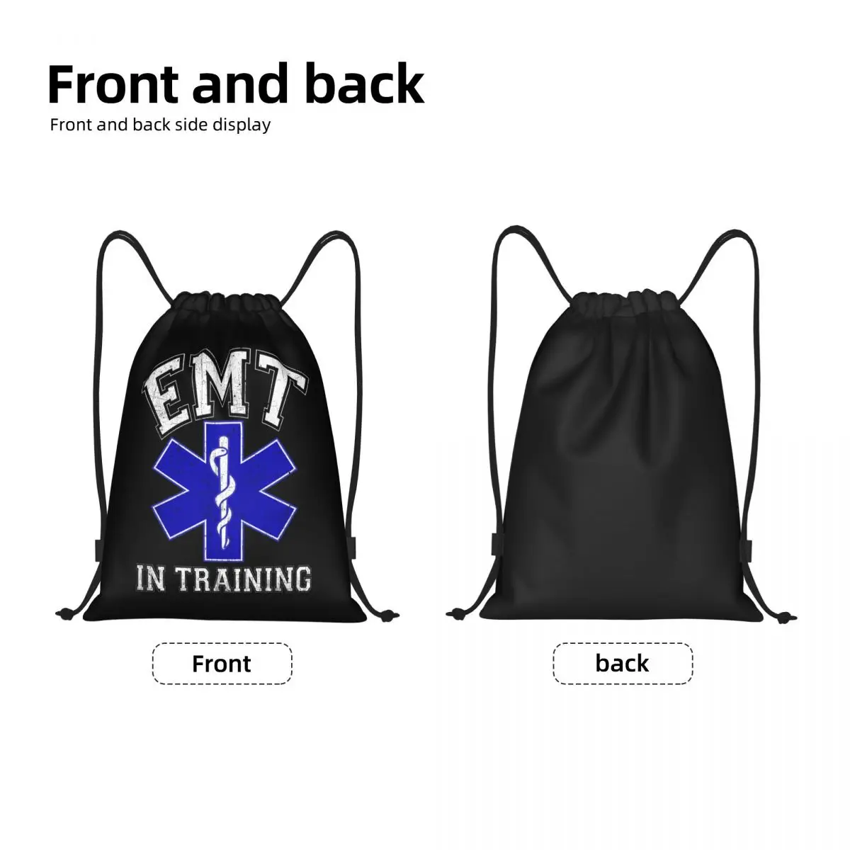 Custom Star Of Life Symbol Drawstring Bag for Training Yoga Backpacks Men Women Emt In Training Sports Gym Sackpack