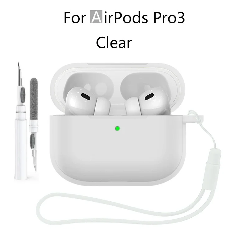 Neu für Airpods Pro 3 2025, Silikonhülle, Kopfhörer-Zubehör mit Reinigungsset und Lanyard, vollständige Schutzhülle für Airpods Pro 3 – Detail 35