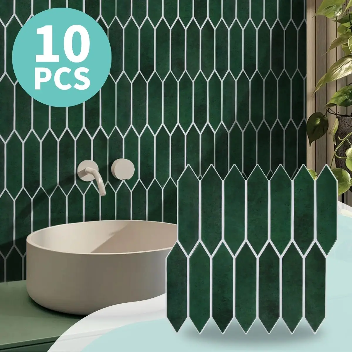 Commomy 10pcs Matte Peel and Stick Tiles,12x12 PVC Wall Stickers,Bathroom Tiles Stickers Waterproof,Room Decoration Accessories