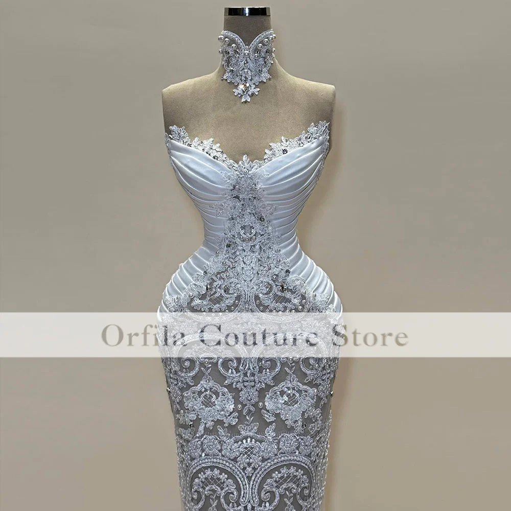 Exquisite Lace Applique Wedding Dresses Mermaid Sweetheart African Bridal Gowns Long Wedding Party Gown Customized
