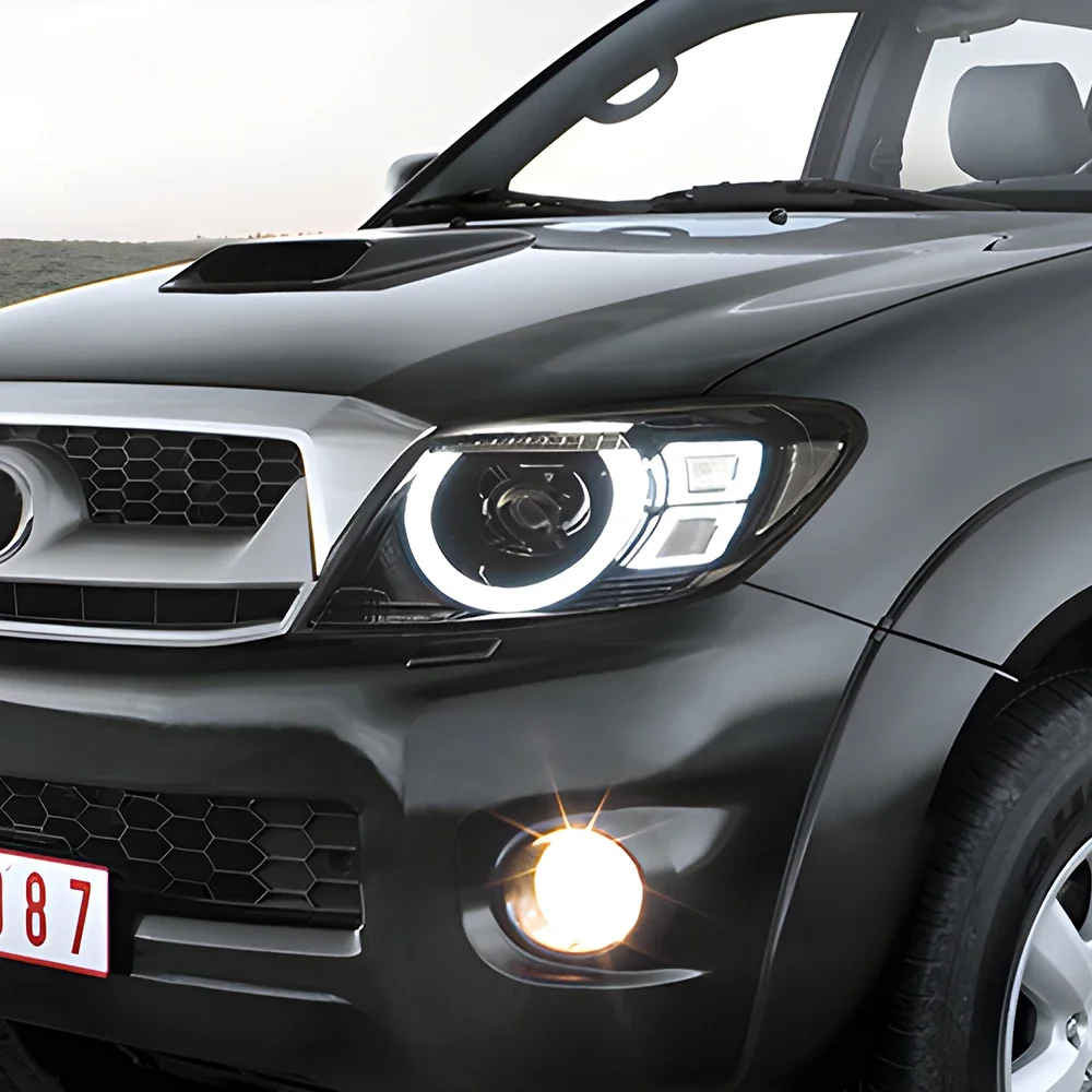 For Hilux Revo Vigo 2008-2011 Car LED Headlight Assembly 100W Auto Projector Lens Upgrade Defender Style Front Lamps