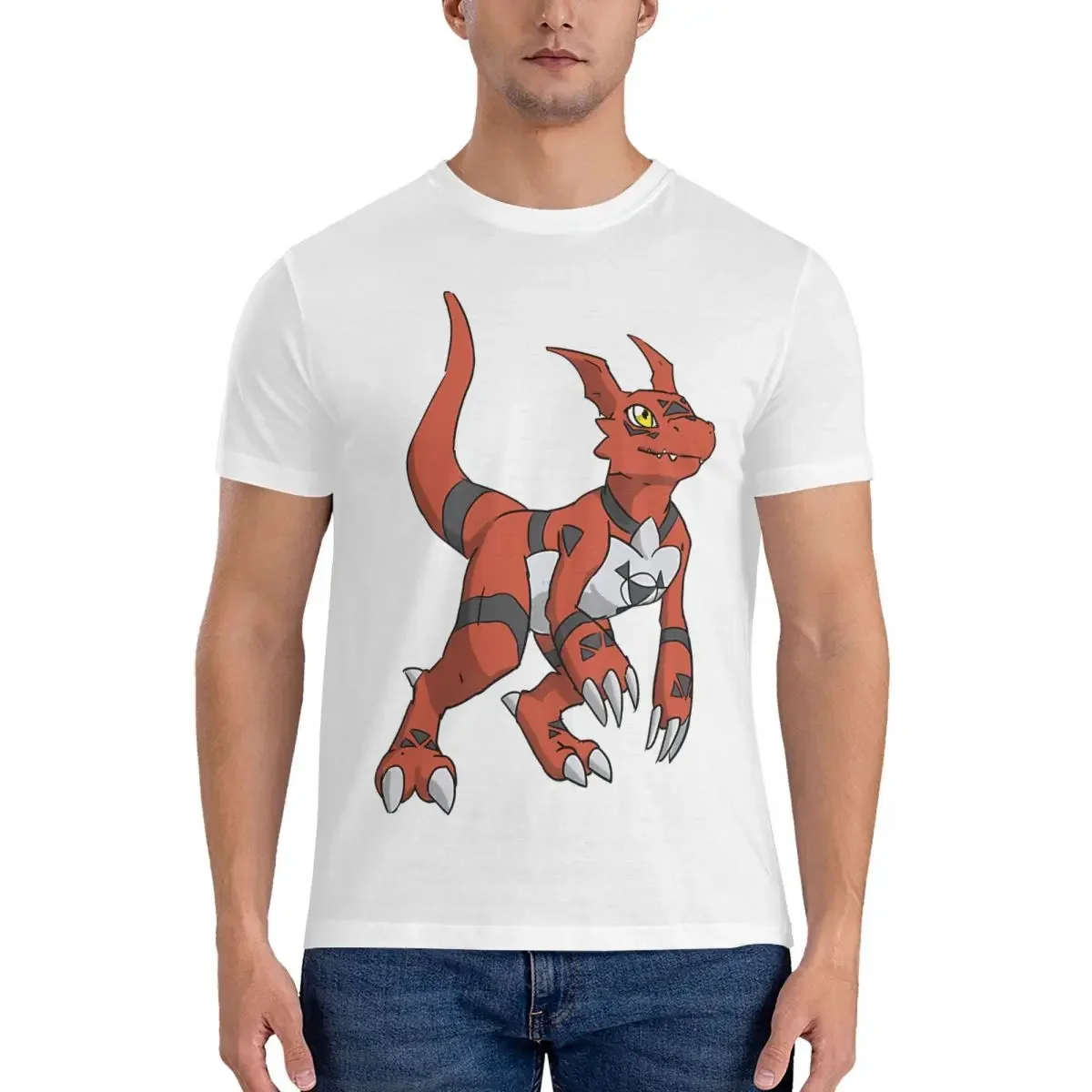

Мужская футболка Guilmon, модная футболка Digimon Monsteer, футболки с коротким рукавом и круглым вырезом, хлопковые топы Idea для подарка