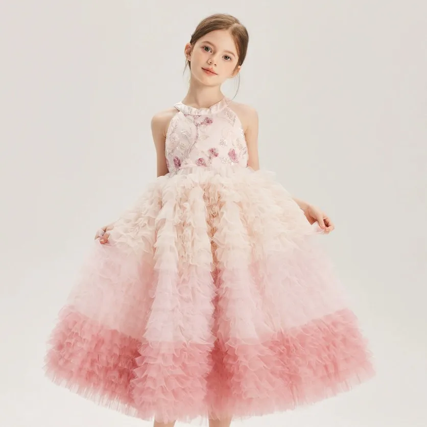 

Новое вечернее платье принцессы для девочек, детское праздничное платье для фортепиано, свадьбы, дня рождения, платья для девочек A4723, платья подружки невесты