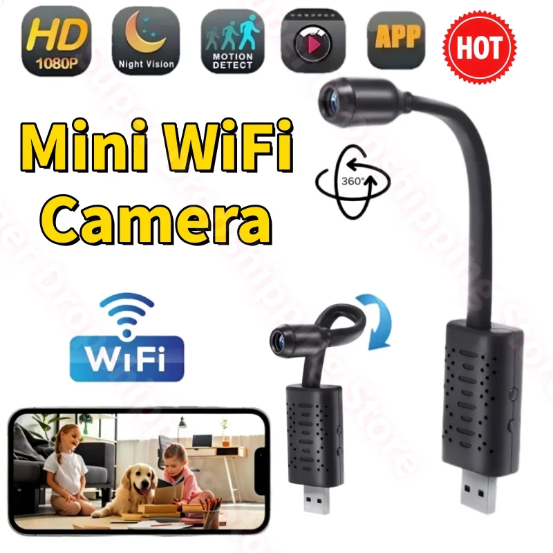 Mini 4K USB WiFi Security Camera Portable Surveillance Cam Motion Detection Night Vision Video Recorder Home Monitoring Camera