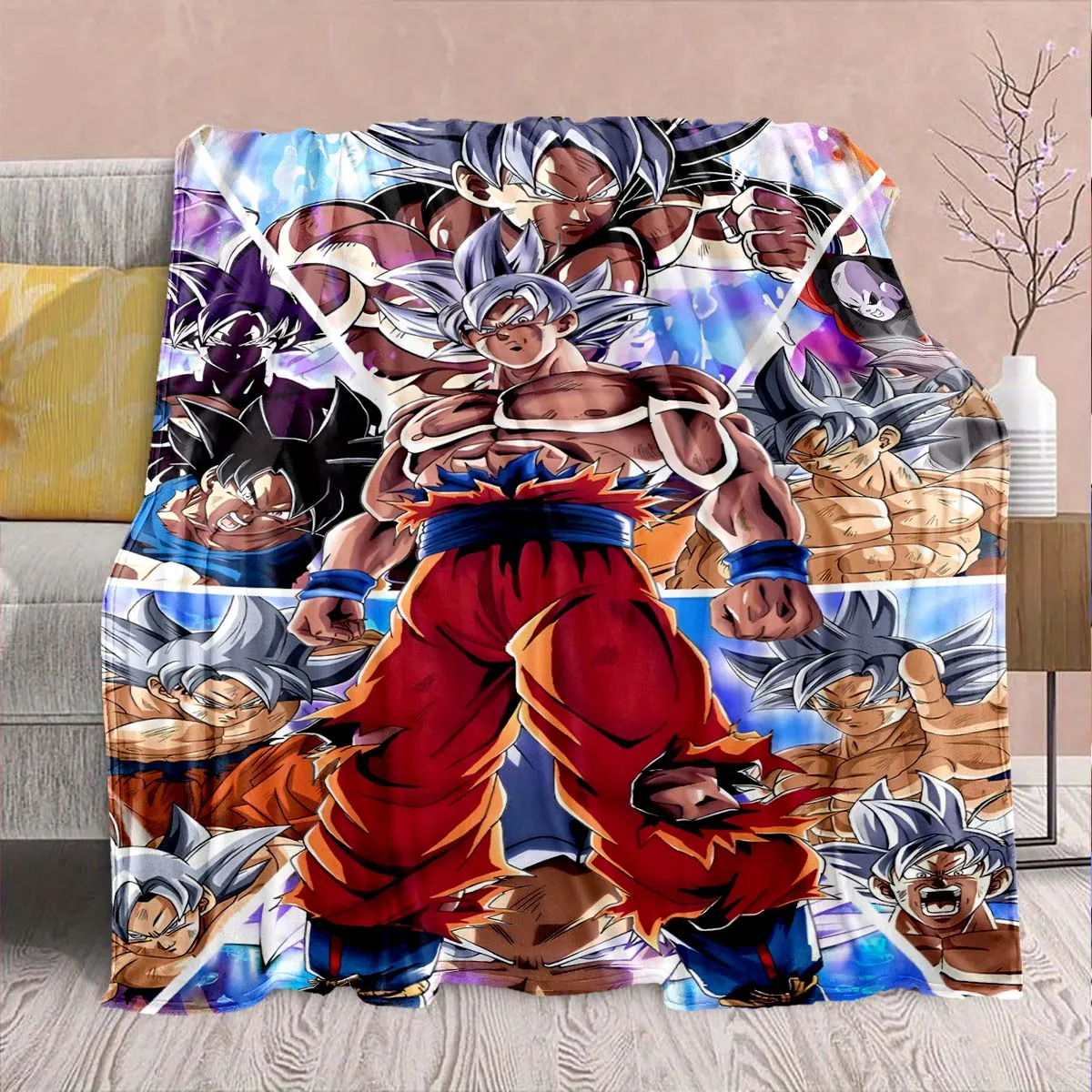 Dragon Ball Anime Flannel Blanket - Soft Warm Perfect for Sofa, Bedding Camping Travel Office Home Decor -QJY