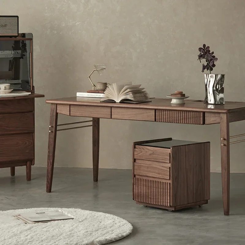 

Black Walnut Solid Wood Light Luxury Quiet Style Study Designer Office Computer Desk Workbench