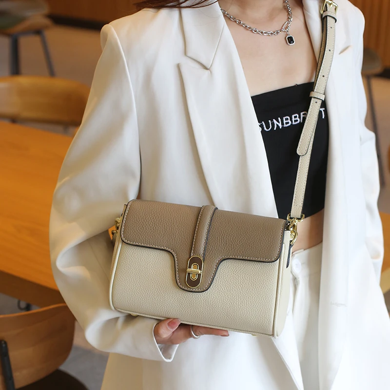 

Women's Natural Cow Leather Shoulder Bags Ladies Fashionable Versatile Top Handle Bag Female Luxury Designer Cowhide Handbag New
